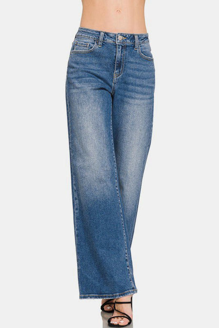 Zenana High Rise Wide Leg Jeans with Pockets - S. M. & Co.