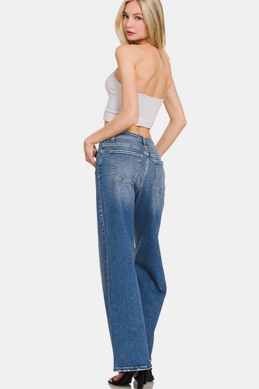 Zenana High Rise Wide Leg Jeans with Pockets - S. M. & Co.