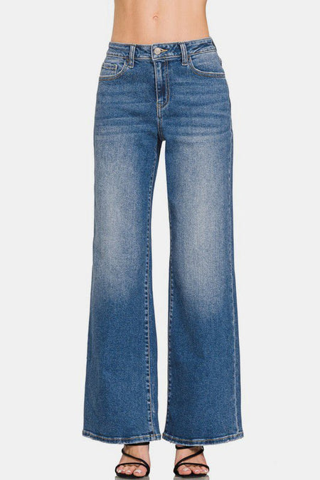 Zenana High Rise Wide Leg Jeans with Pockets - S. M. & Co.