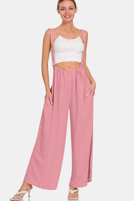 Zenana Pocketed Wide Strap Wide Leg Overalls - AnAs Market