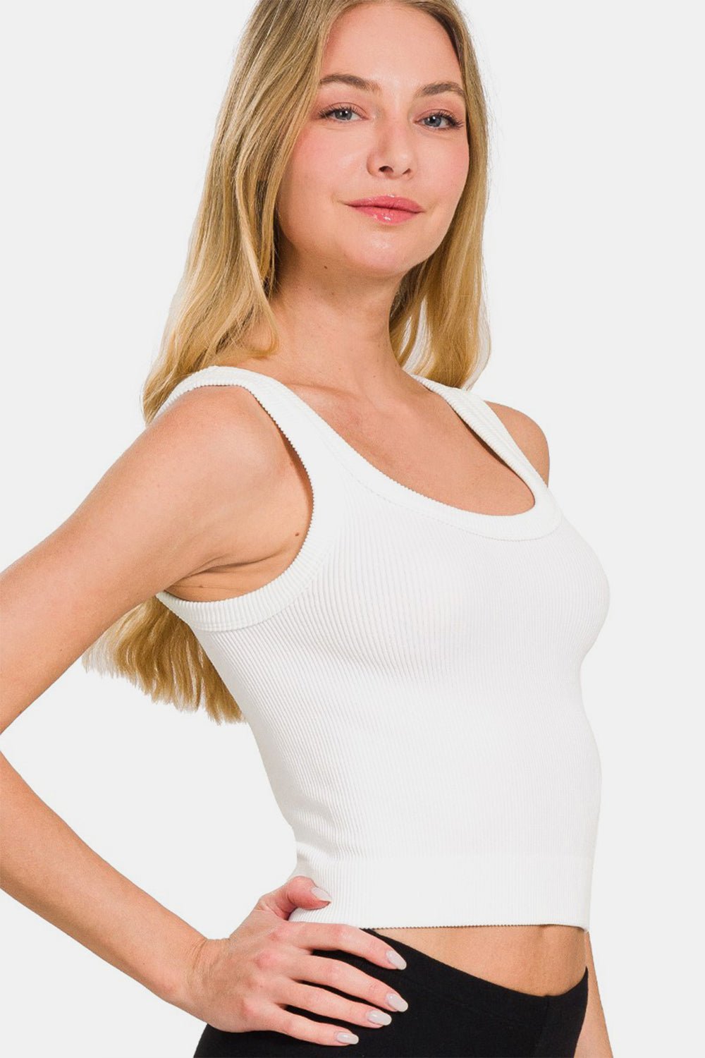 Zenana Ribbed Round Neck Cropped Tank - AnAs Market