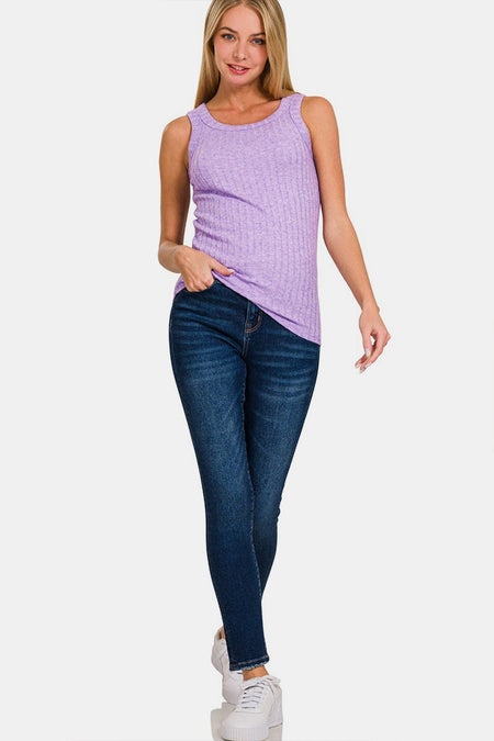 Zenana Ribbed Round Neck Tank - AnAs Market