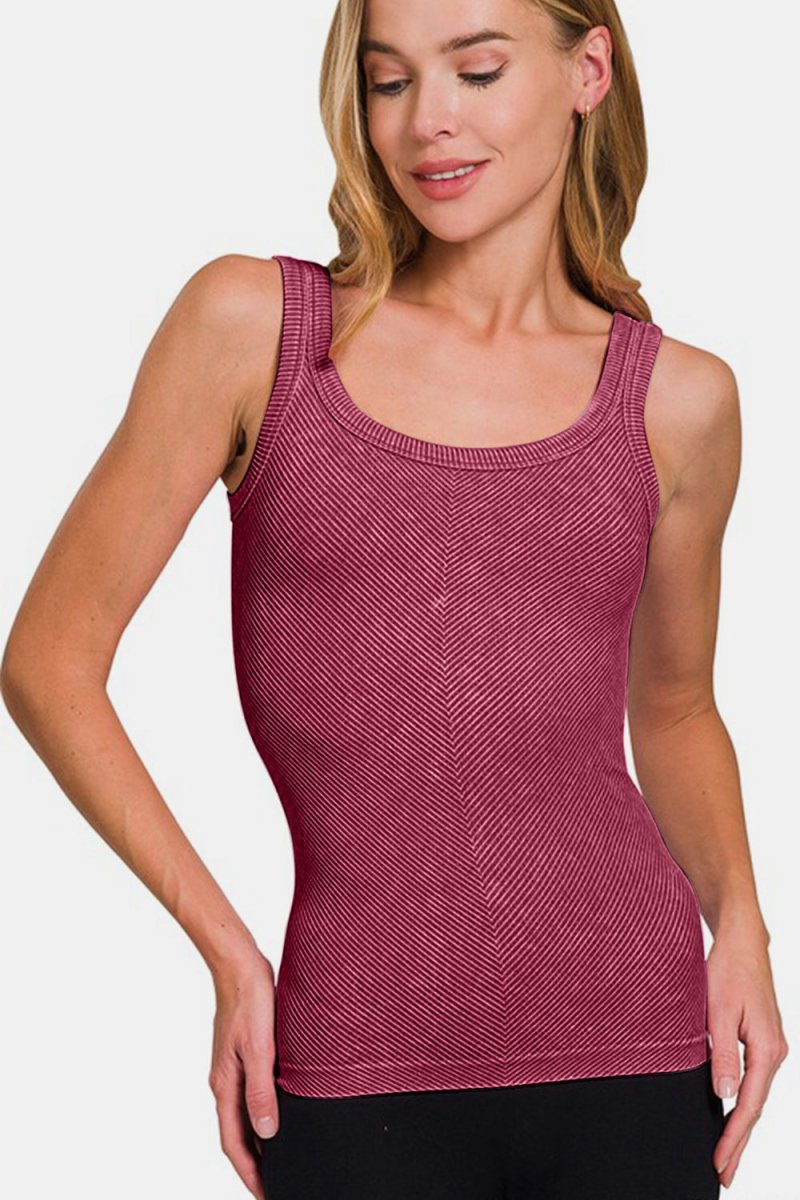 Zenana Ribbed Scoop Neck Tank - S. M. & Co.