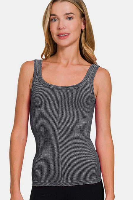 Zenana Ribbed Scoop Neck Tank - S. M. & Co.