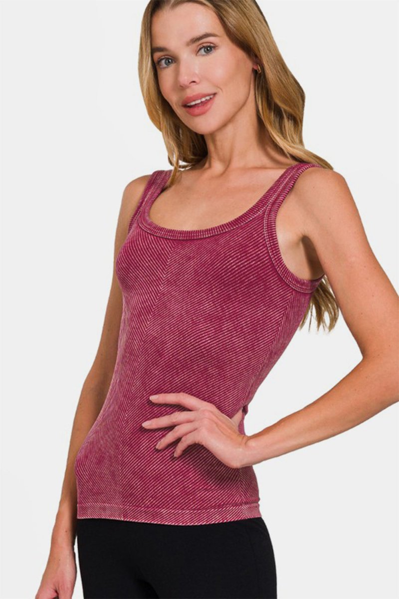 Zenana Ribbed Scoop Neck Tank - S. M. & Co.