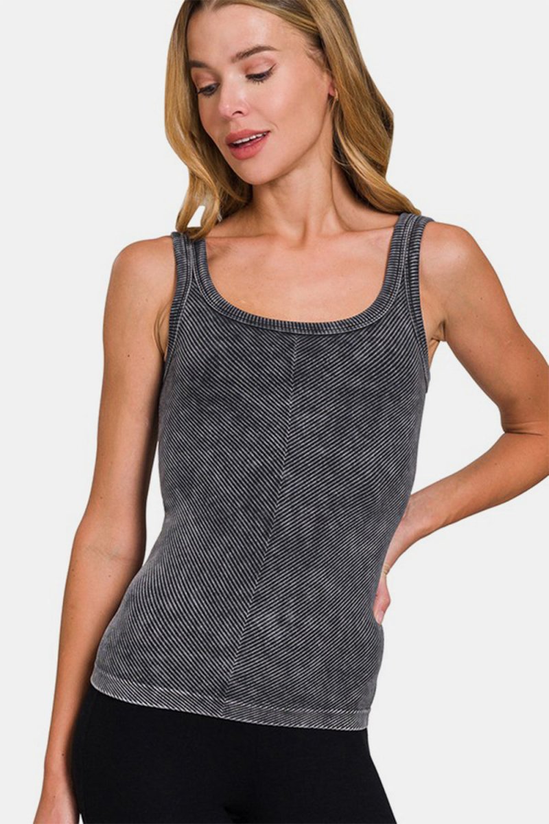 Zenana Ribbed Scoop Neck Tank - S. M. & Co.