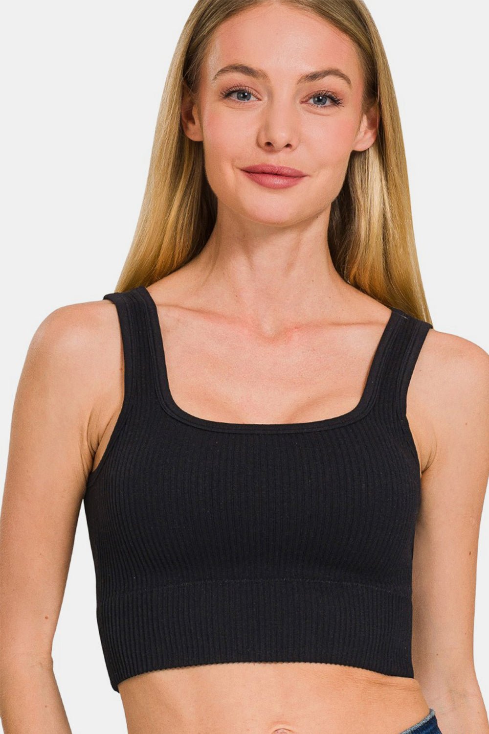 Zenana Ribbed Seamless Tank with Pads - S. M. & Co.