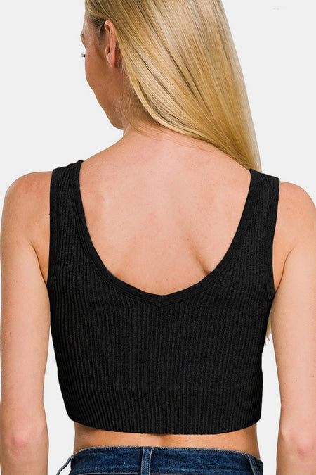 Zenana Ribbed Seamless Tank with Pads - S. M. & Co.