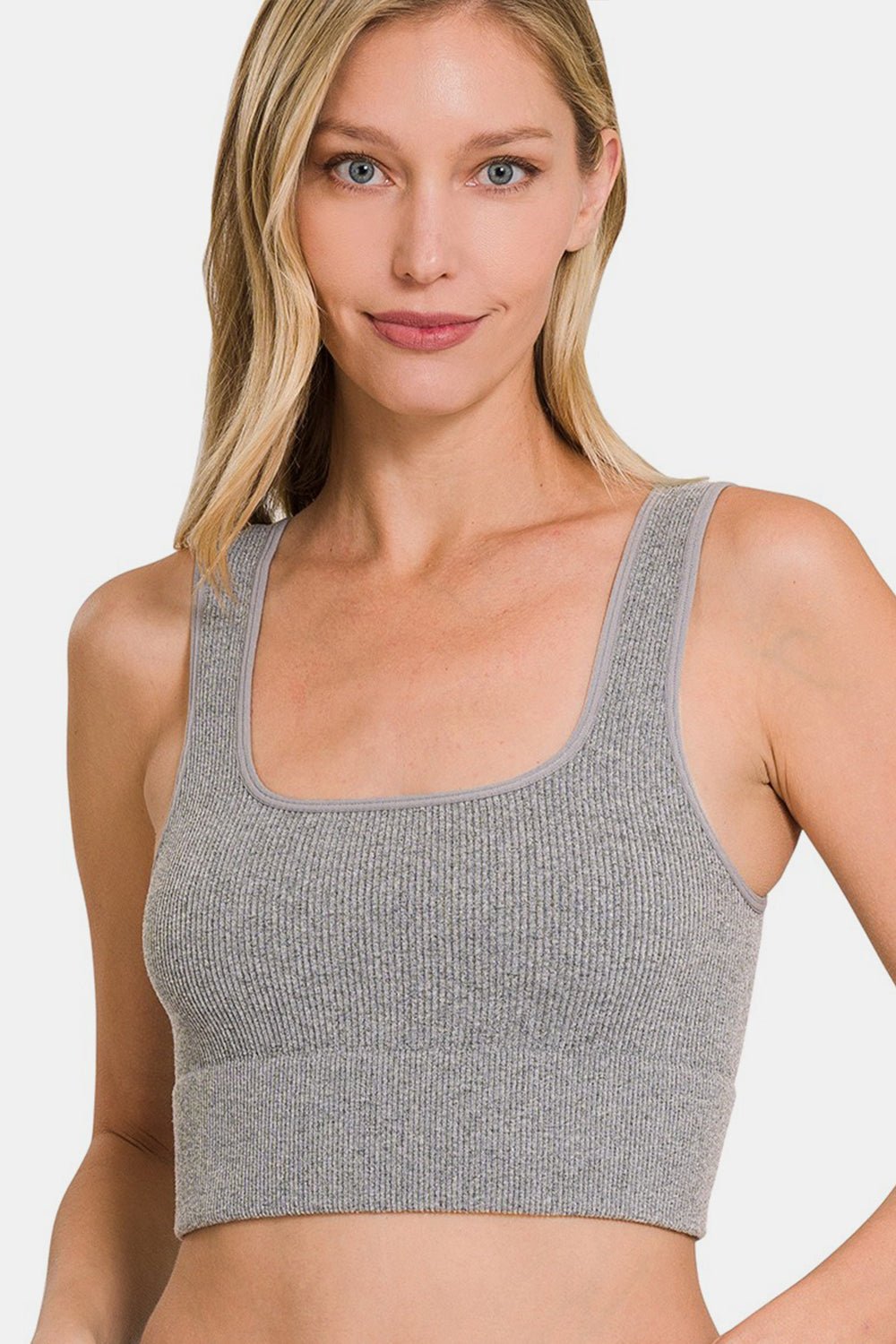 Zenana Ribbed Square Neck Cropped Tank - AnAs Market