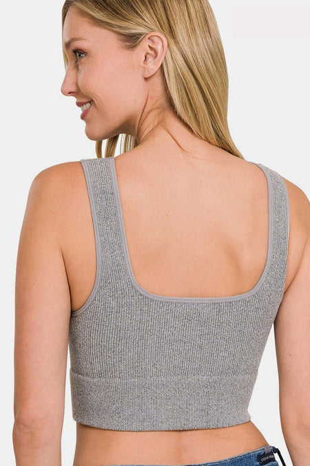 Zenana Ribbed Square Neck Cropped Tank - AnAs Market