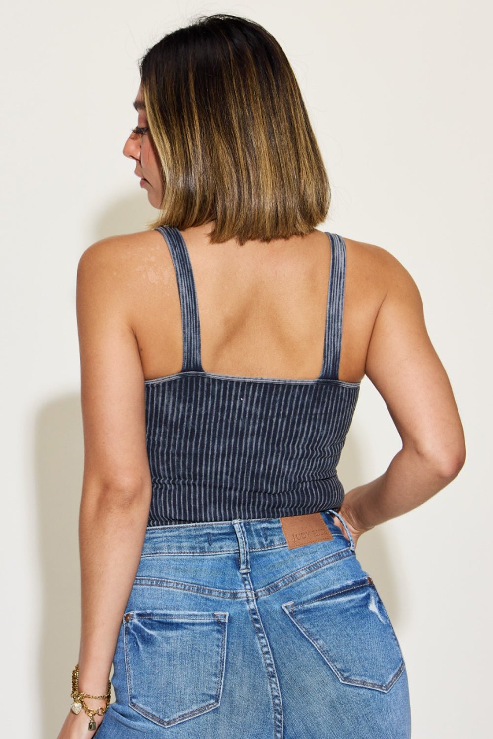 Zenana Ribbed Washed Square Neck Tank - S. M. & Co.