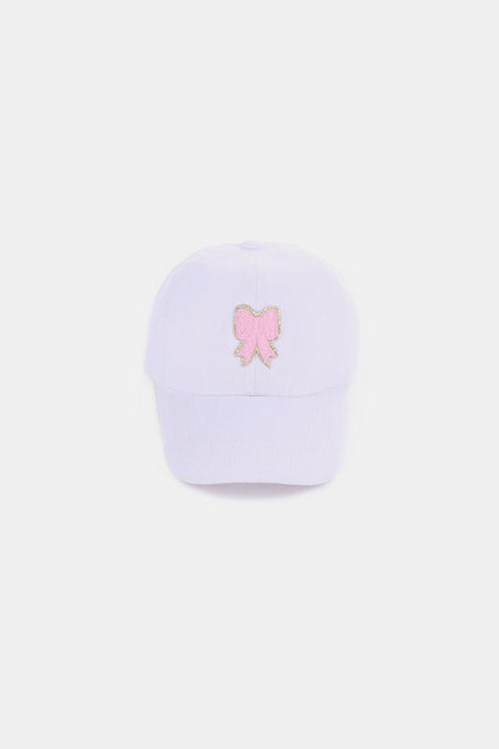 Zenana Ribbon Bow Chenille Patch Baseball Cap - S. M. & Co.