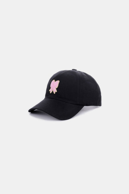 Zenana Ribbon Bow Chenille Patch Baseball Cap - S. M. & Co.