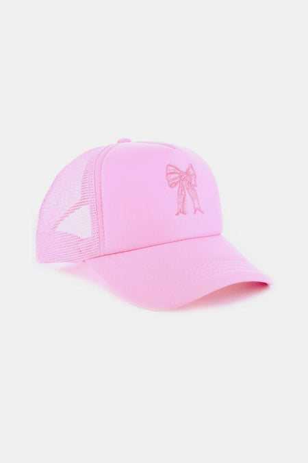 Zenana Ribbon Bow Embroidery Trucker Hat - S. M. & Co.