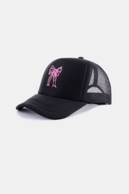 Zenana Ribbon Bow Embroidery Trucker Hat - S. M. & Co.