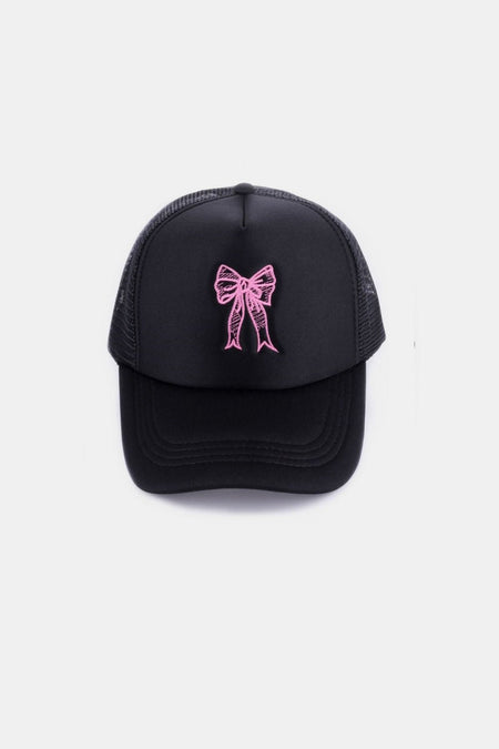 Zenana Ribbon Bow Embroidery Trucker Hat - S. M. & Co.