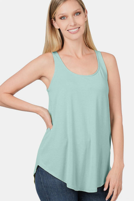 Zenana Round Neck Curved Hem Tank - AnAs Market