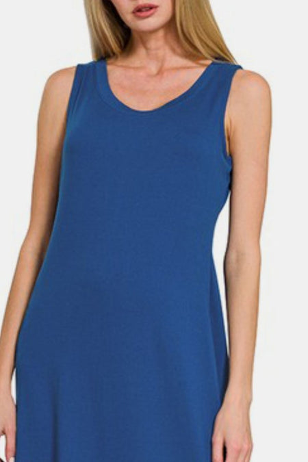 Zenana Scoop Neck Wide Strap Tank Dress - S. M. & Co.