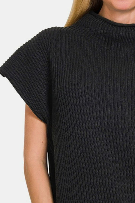 Zenana Short Sleeve Mock Neck Sweater - S. M. & Co.