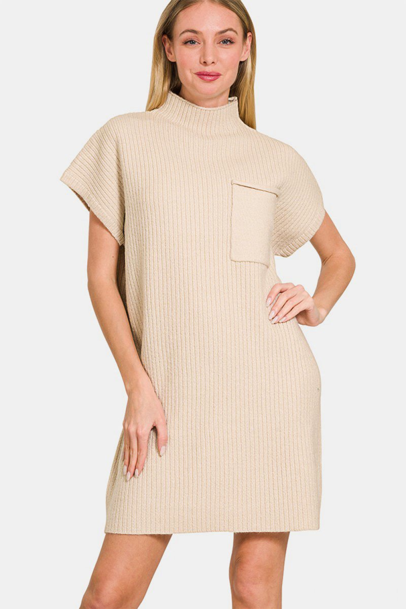 Zenana Short Sleeve Sweater Mini Dress - S. M. & Co.