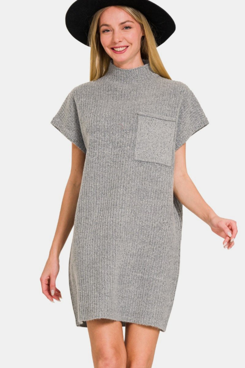 Zenana Short Sleeve Sweater Mini Dress - S. M. & Co.