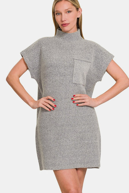 Zenana Short Sleeve Sweater Mini Dress - S. M. & Co.