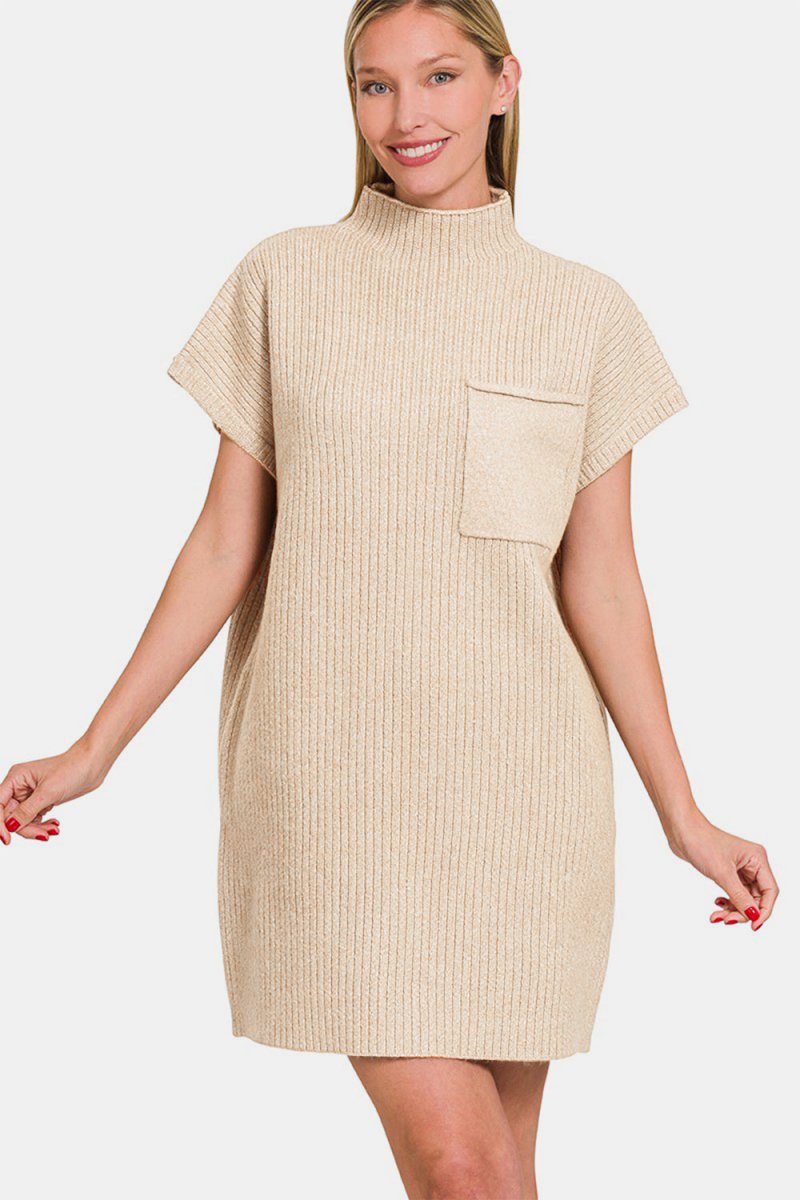 Zenana Short Sleeve Sweater Mini Dress - S. M. & Co.