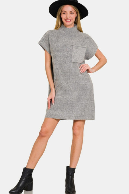 Zenana Short Sleeve Sweater Mini Dress - S. M. & Co.