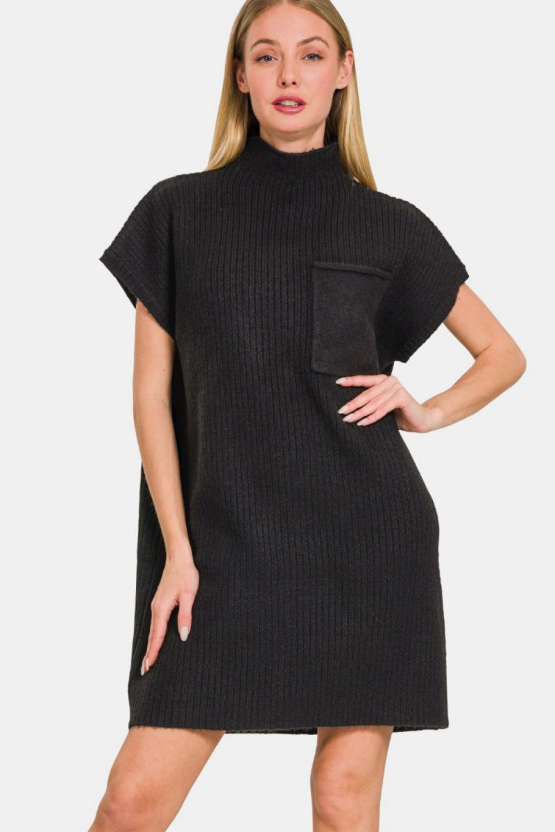 Zenana Short Sleeve Sweater Mini Dress - S. M. & Co.