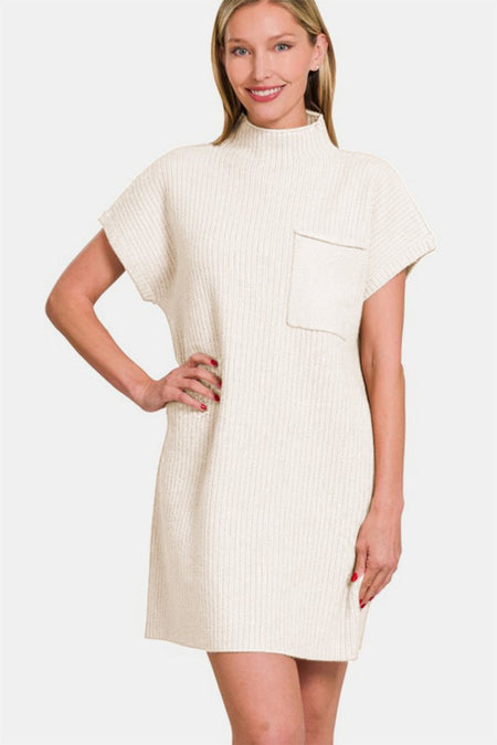 Zenana Short Sleeve Sweater Mini Dress - S. M. & Co.