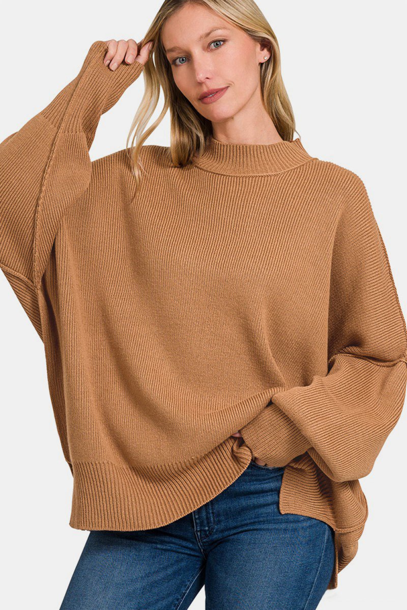 Zenana Side Sit Oversize Sweater - S. M. & Co.