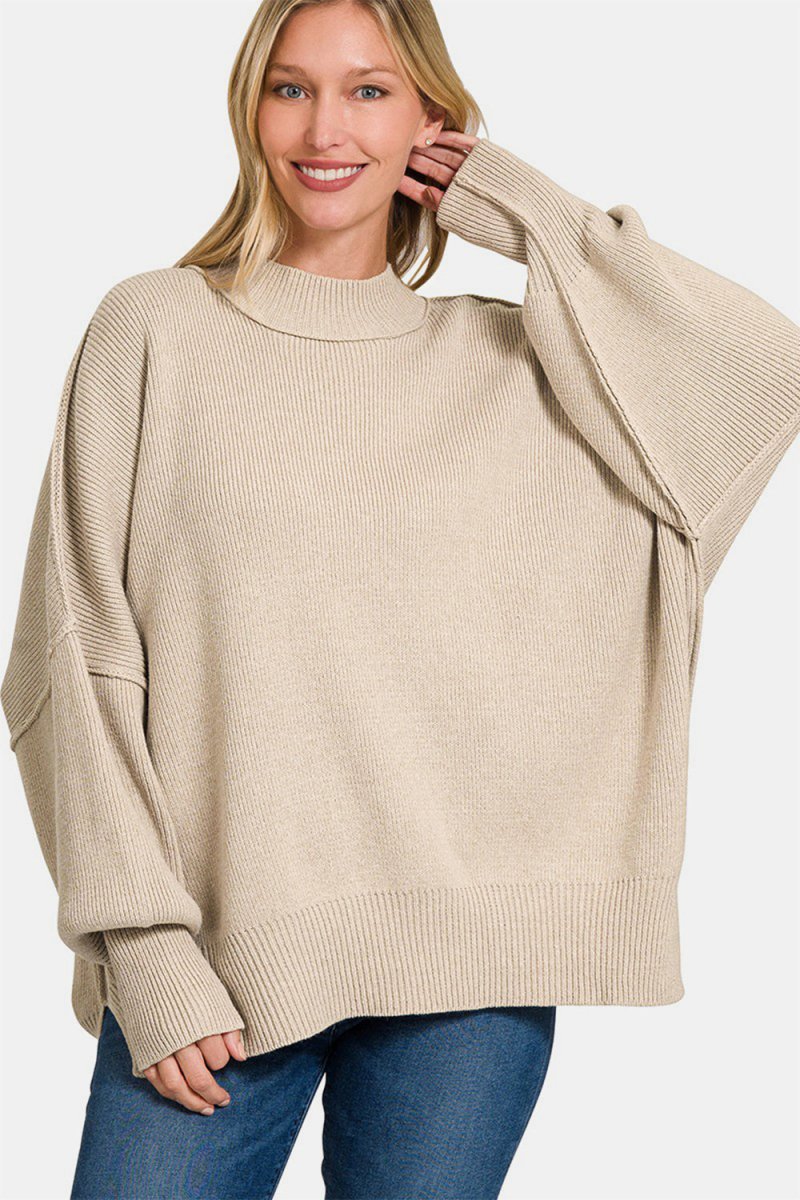 Zenana Side Sit Oversize Sweater - S. M. & Co.