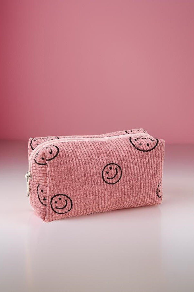 Zenana Smiley Face Corduroy Cosmetic Pouch - S. M. & Co.