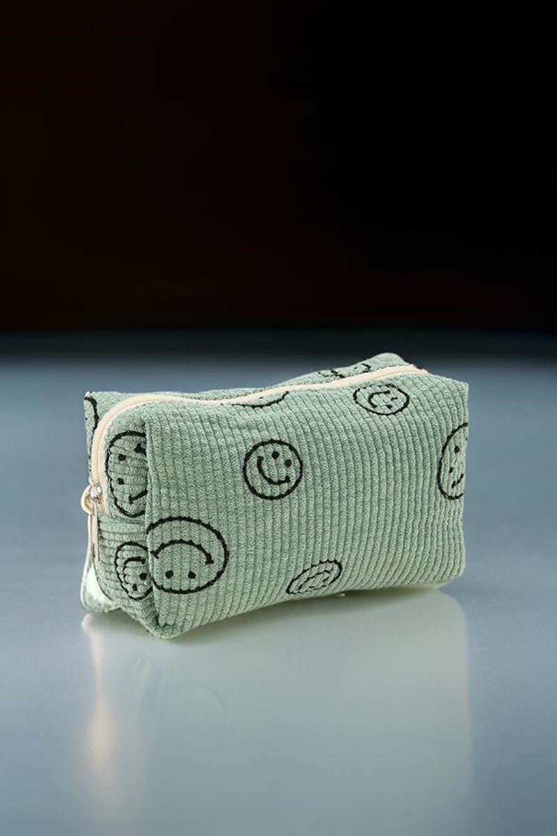 Zenana Smiley Face Corduroy Cosmetic Pouch - S. M. & Co.