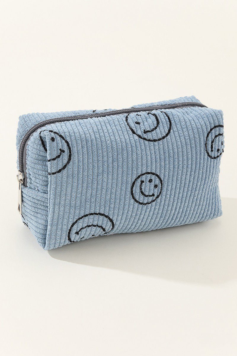 Zenana Smiley Face Corduroy Cosmetic Pouch - S. M. & Co.