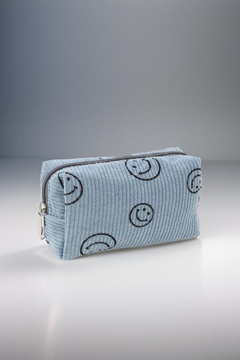 Zenana Smiley Face Corduroy Cosmetic Pouch - S. M. & Co.