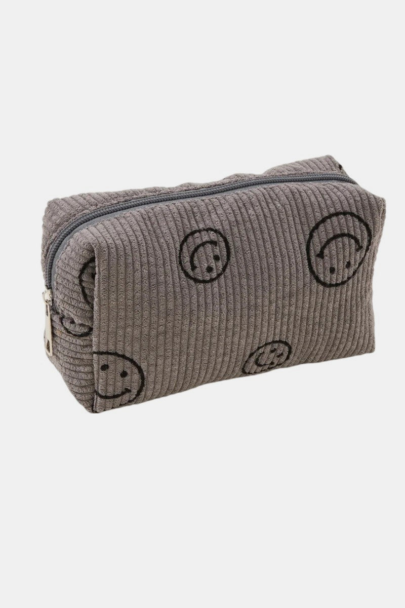 Zenana Smiley Face Corduroy Cosmetic Pouch - S. M. & Co.