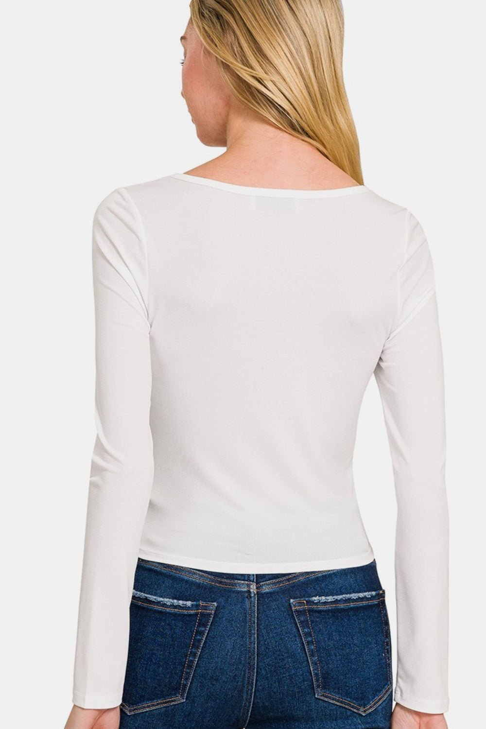 Zenana Square Neck Fitted Long Sleeve T-Shirt - S. M. & Co.