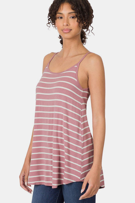 Zenana Striped Curved Hem Cami - AnAs Market