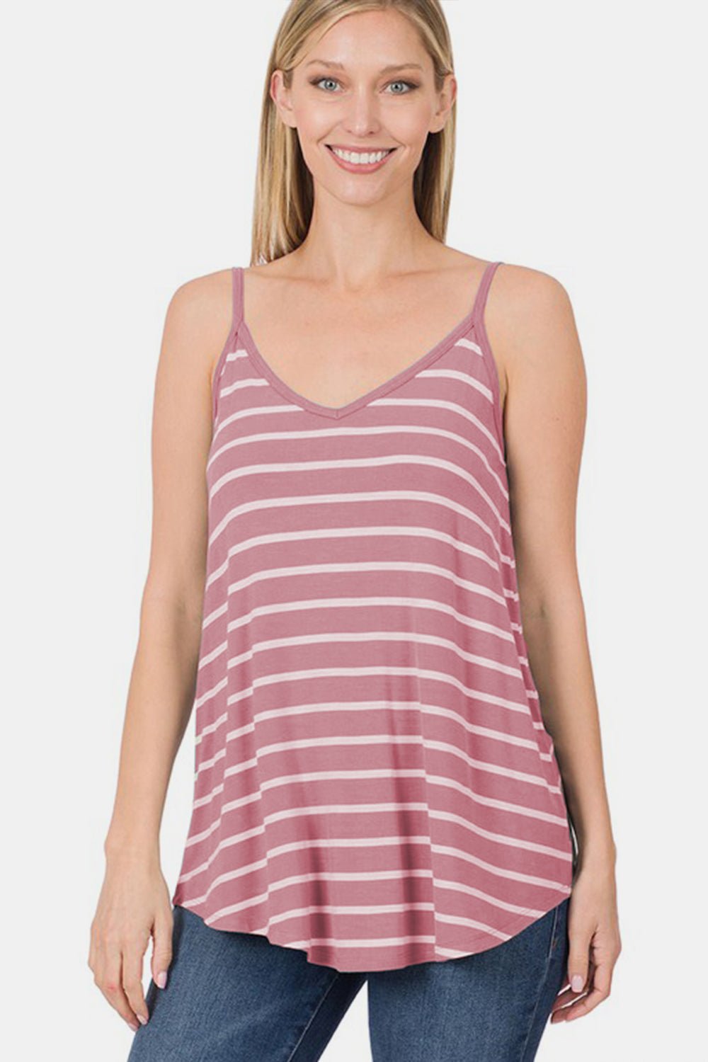 Zenana Striped Curved Hem Cami - AnAs Market