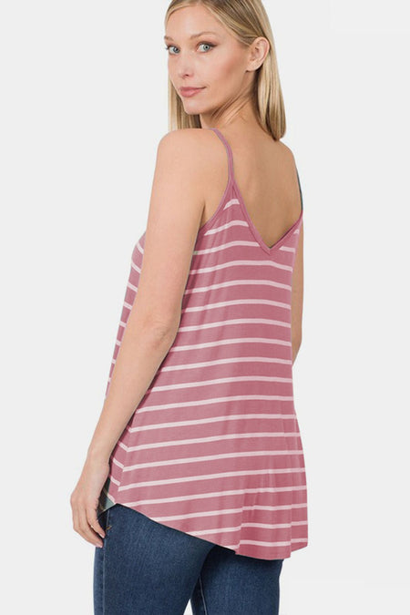 Zenana Striped Curved Hem Cami - AnAs Market