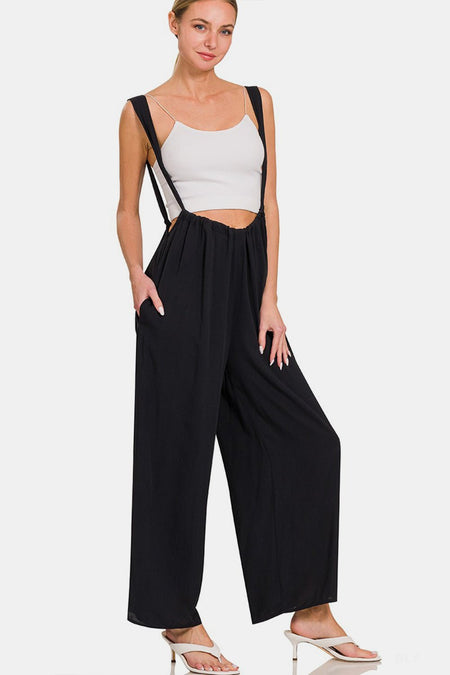 Zenana Tie Back Suspender Jumpsuit with Pockets - AnAs Market