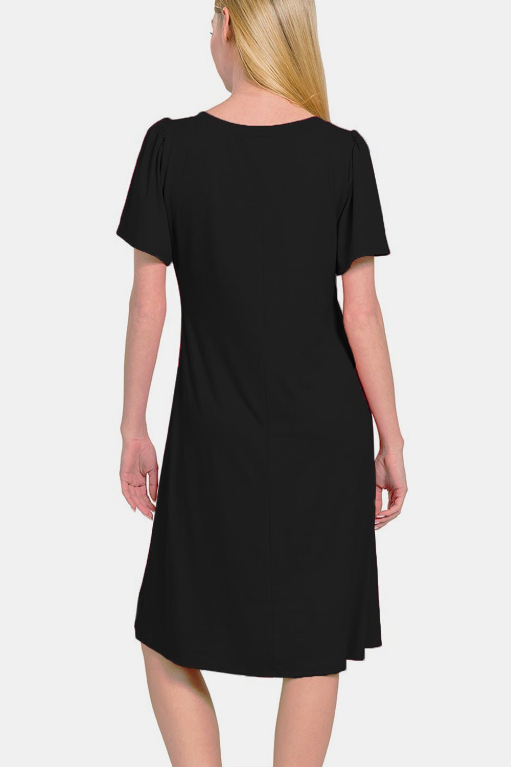 Zenana V-Neck Short Sleeve Dress - AnAs Market