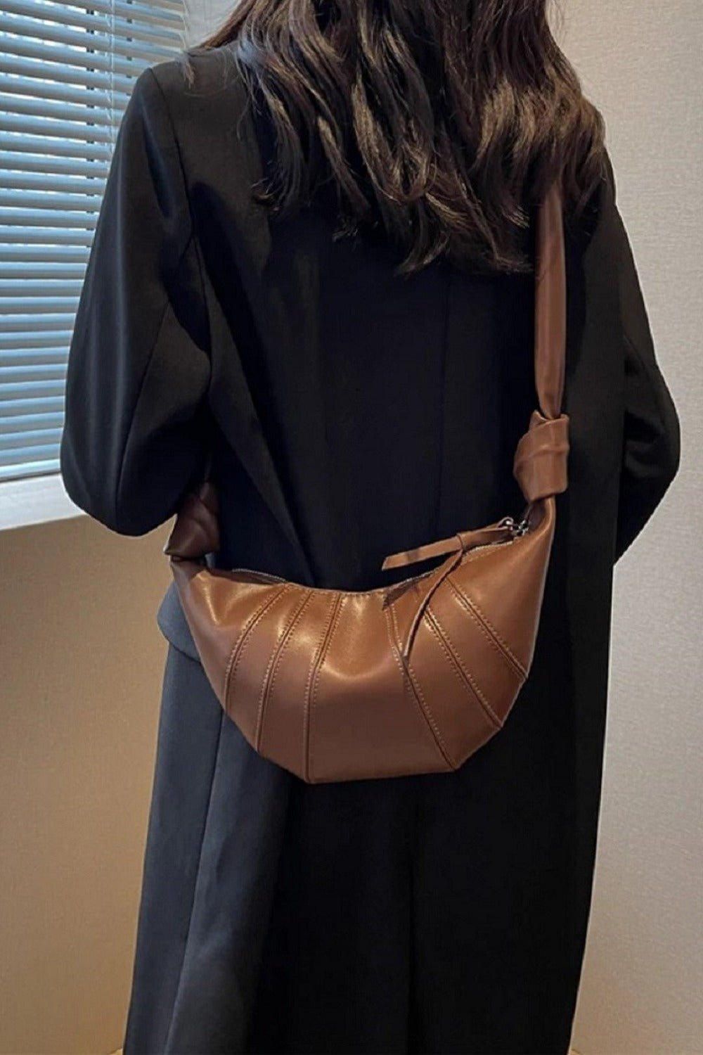 Zenana Vegan Leather Croissant Crossbody Bag - S. M. & Co.