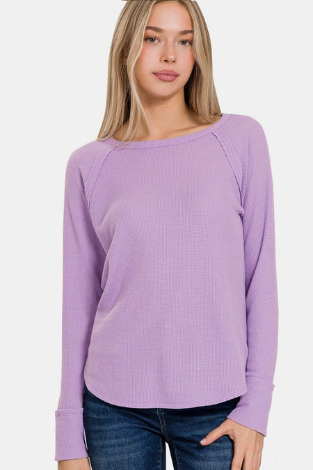 Zenana Waffle Long Sleeve T-Shirt - AnAs Market