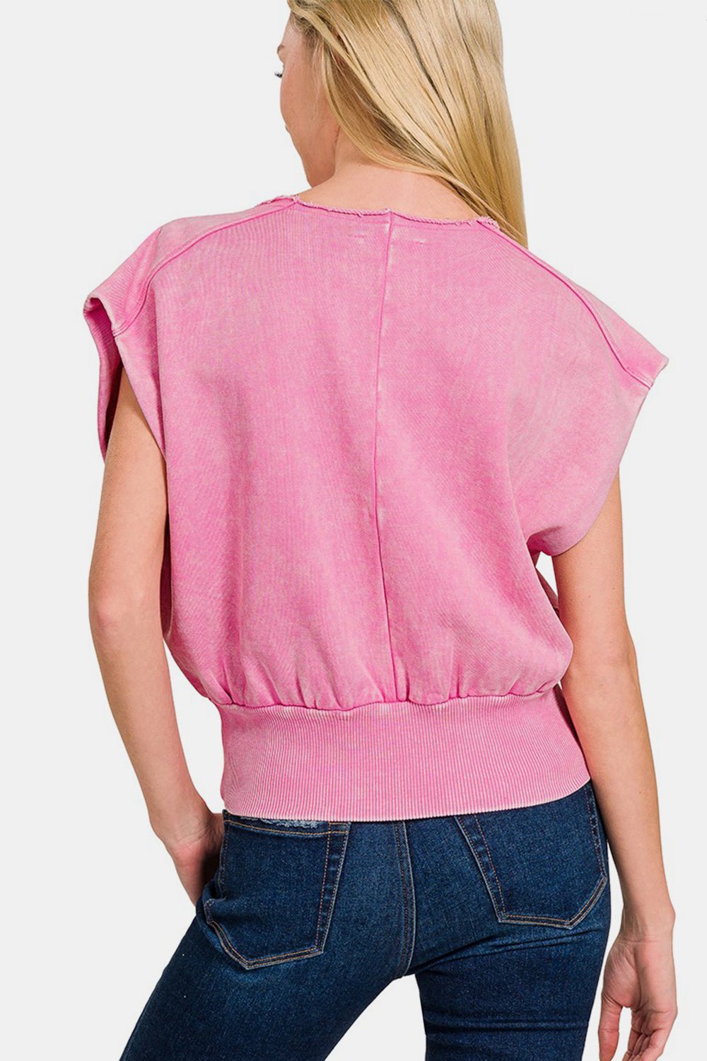 Zenana Washed Boat Neck Bottom Banded Dolman Sleeve Top - S. M. & Co.