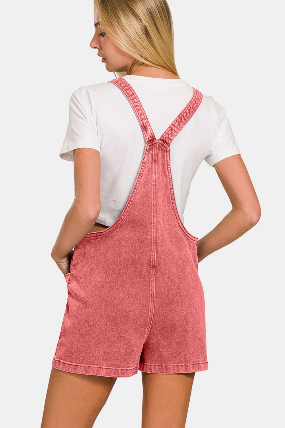 Zenana Washed Knot Strap Rompers - AnAs Market