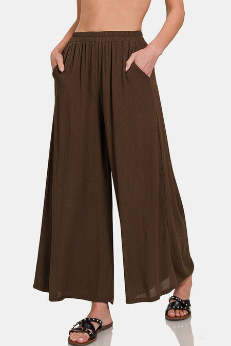 Zenana Woven Wide Leg Pants With Pockets - AnAs Market