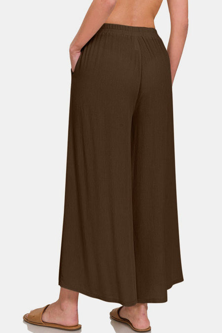 Zenana Woven Wide Leg Pants With Pockets - AnAs Market