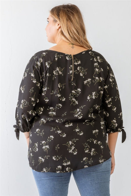 Zenobia Plus Size Floral Round Neck Blouse - AnAs Market